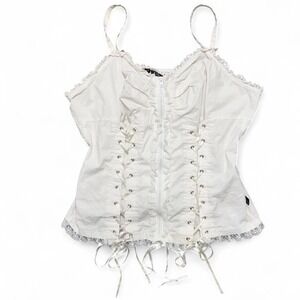 Vintage Y2K Tripp NYC White Corset Tank Top Whimsy Goth Size 4X